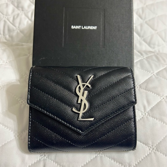 Saint Laurent Monogram Cassandre Matelasse Compact Tri Fold Wallet - Picture 2 of 12